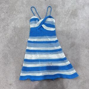 SHEIN Blue and White Crochet coverup, size S